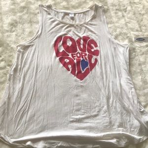 Old Navy NEW cream “love for all” heart tank top size XL